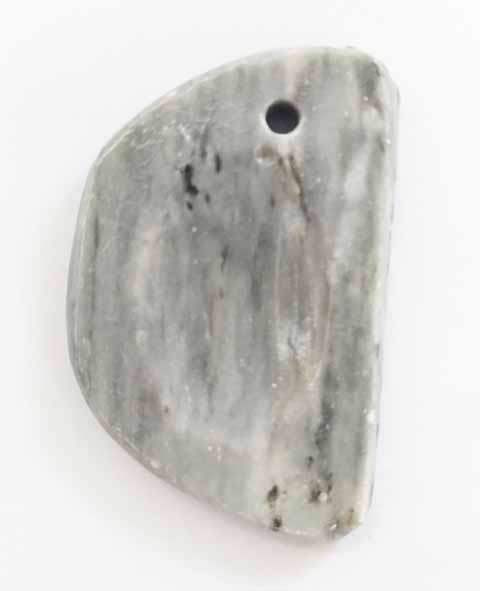 Pendant Semi-Precious, Grey Cloudy Quartz, Grey, Size - 49mm x 32mm, 1pc
