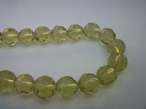 Facetted Glass Beads, Yellow, 12mm, ±30pc