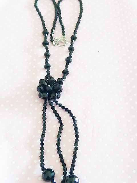 Cristia Necklace, Black Crystal Beads, Toggle Clasp, 54cm, 1pc