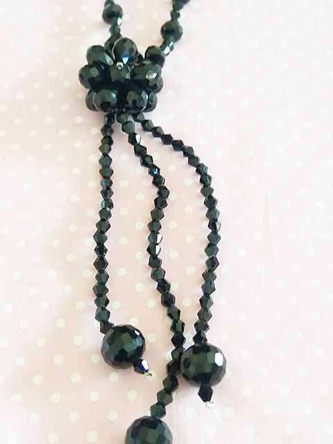 Cristia Necklace, Black Crystal Beads, Toggle Clasp, 54cm, 1pc