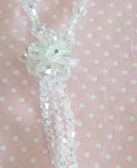Cristia Necklace, Clear Crystal Beads, Toggle Clasp, 56cm, 1pc