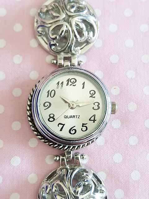 Watch, Nickel With Clear Rhinestones, Toggle Clasp, Fits 16cm - 21cm, 1pc