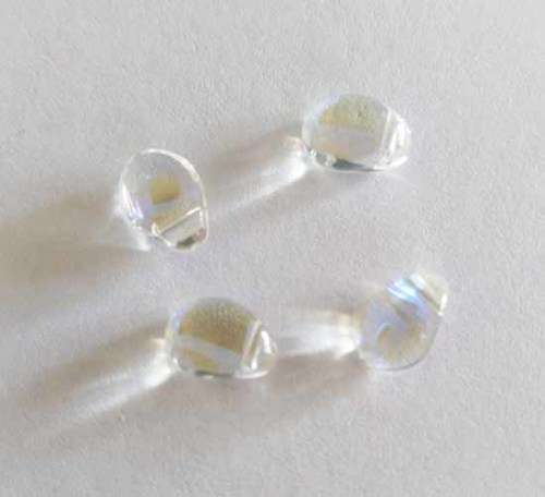 Glass Crystal Beads, Austrian Crystal Teardrop, Clear AB, Hole Top Left to Right, 8mm x 5mm, 4pc