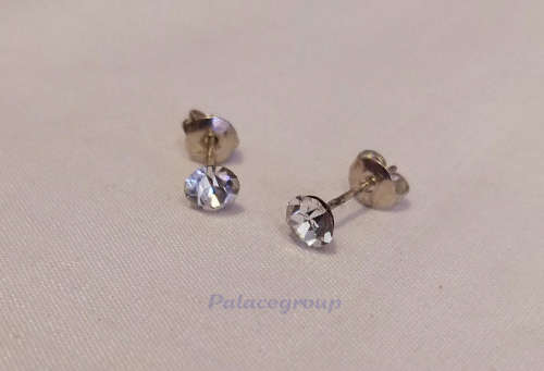 Silver Earrings, 5mm Cubic Zirconia, Stamped 925, Studs, 2pc