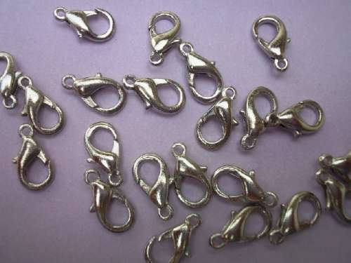 Lobster Clasp, Metal, Nickel Colour, 16mm, 4pc