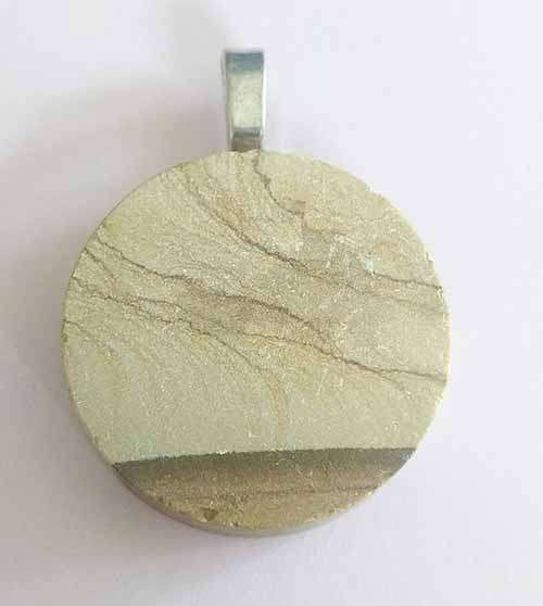 Semi-Precious Pendant, Picture Jasper, Shades Of Brown, 42mm x 3mm, 1pc