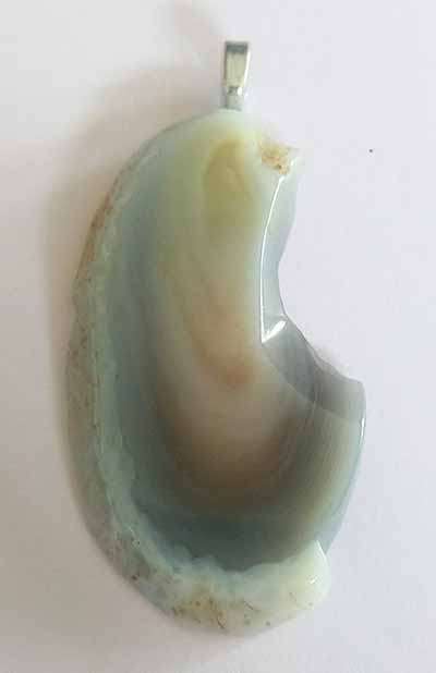 Semi-Precious Pendant, Grey Agate, Grey, 52mm x 26mm, 1pc