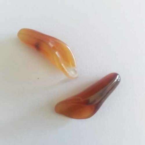 Carved In Semi-Precious Stone, Flower, Carnelian, Hole Top To Bottom, 24mm, 1pc