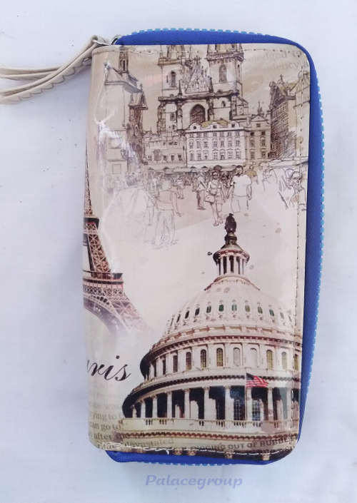 Purse, Paris Theme, Multi Coloured, Synthetic Material, 200 x 110 x 30mm, See Photos and Listing