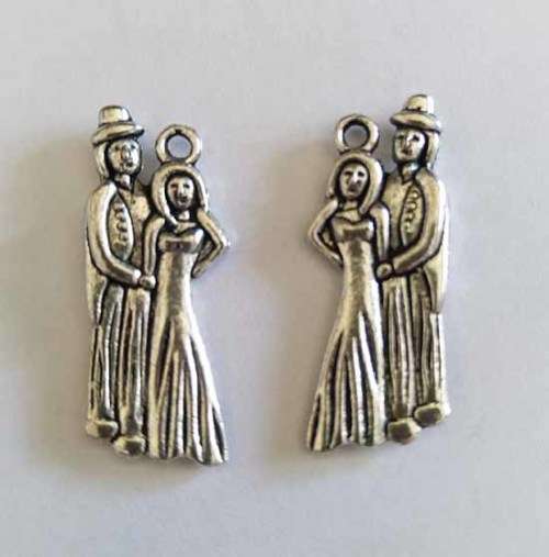 Charms, Couple, Metal, Nickel, 28mm x 11mm, 2pc