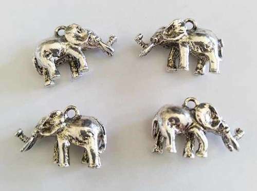 Charms, Elephant, Metal, Nickel, 22mm x 14mm, 2pc