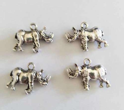 Charms, Rhinoceros, Metal, Nickel, 20mm x 14mm, 2pc