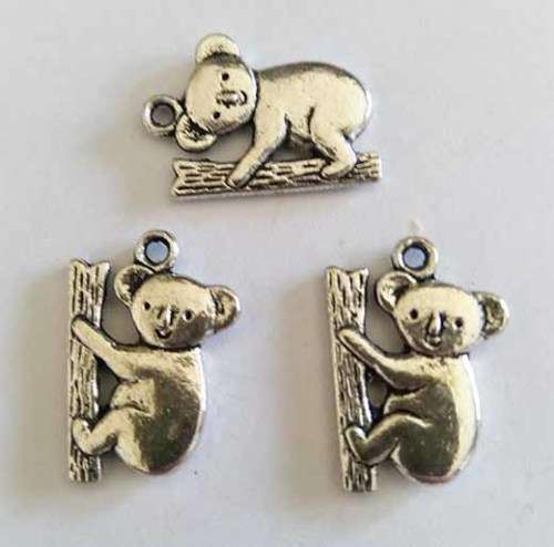 Charms, Koala, Metal, Nickel, 19mm x 14mm, 2pc