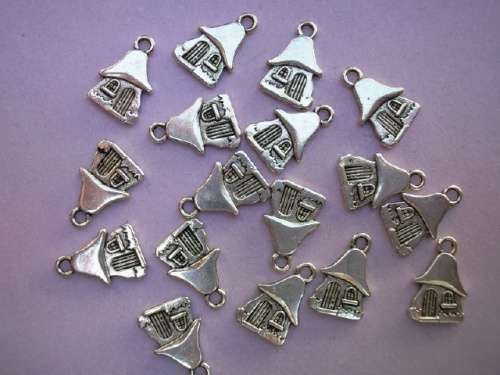 Charms, Mushroom, Metal, Nickel, 16mm x 10mm, 4pc