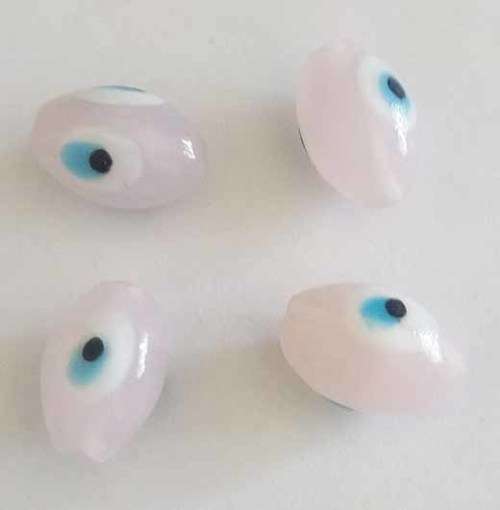 Glass Beads, Hand Crafted, Oval, Eye Beads, Pink, 16mm x 11mm, 4pc