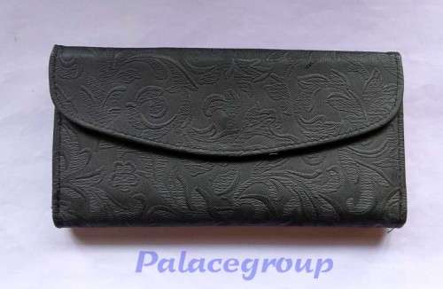Purse, Flower And Leaf Theme, Black, Synthetic Material, 190 x 100 x 30mm, See Photos and Listing