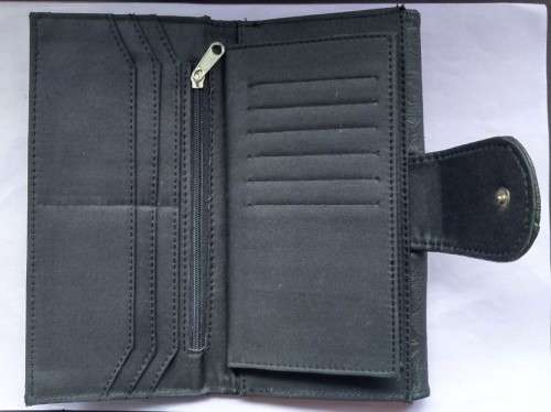 Purse, Flower And Leaf Theme, Black, Synthetic Material, 190 x 100 x 30mm, See Photos and Listing