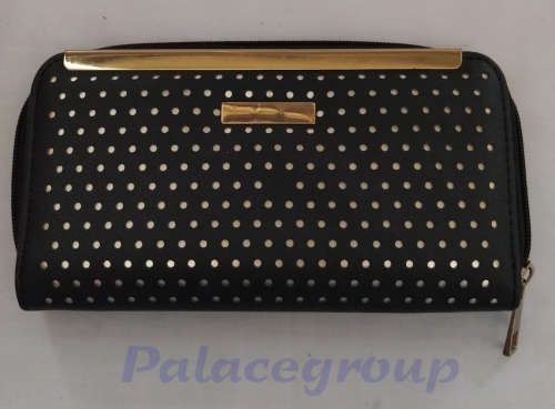 Purse, Black With Silver Dots, Synthetic Material, 220 x 115 x 25mm, See Photos and Listing