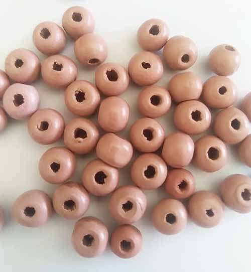 Wooden Beads, Round, Dusty Pink, 7mm x 8mm, ±20pc