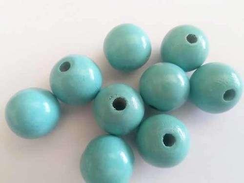 Wooden Beads, Round, Green, 23mm x 25mm, 2pc