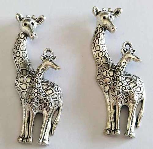 Pendant, Giraffe Mother And Child, Metal, 55mm, 1pc