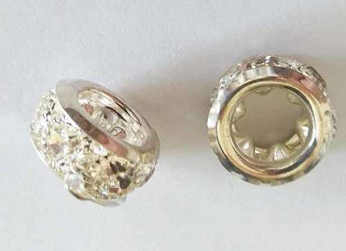 Rondals, Silver, Clear Rhinestones, 8mm x 15mm, 1pc