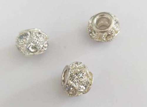 Rondals, Silver, Clear Rhinestones, 10mm x 13mm, 1pc