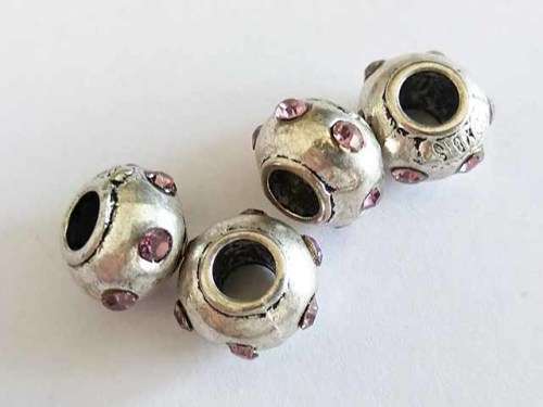 Rondals, Nickel, Pink Rhinestones, 8mm x 13mm, 1pc