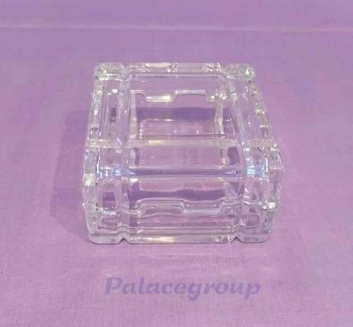 Solid Glass Jewellery / Ring Holder / Box, Clear Glass With Lid, Size 40 x 70 x 70mm, 1pc