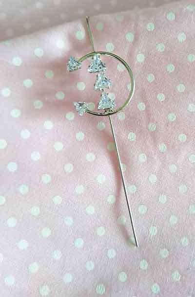 Evelia Earrings, Ear Piece, Nickel, Clear Rhinestones, See Example Photo How To Wear, 73mm, 1pc