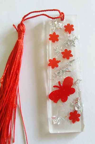 Bookmark, Red With Red Tassle, 9cm, Resin Products Are Handmade & Unique, See Photo