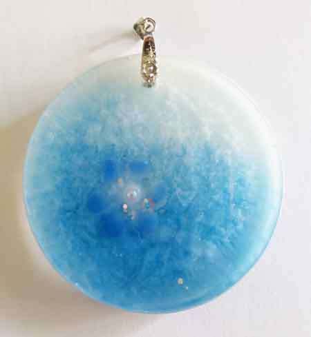 Pendant, Blue And White, Round 60mm, Handmade Resin Product, Unique, 1pc