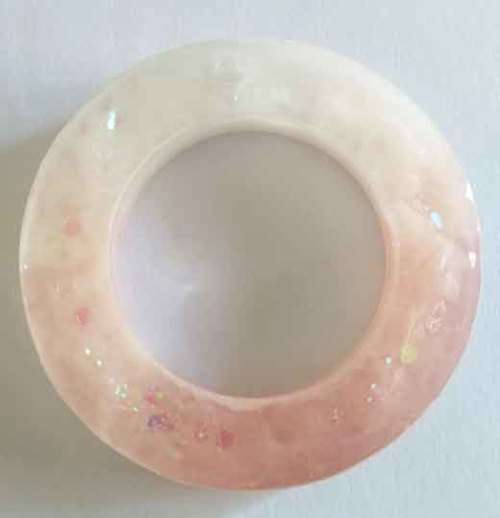 Pendant, Pink And White, Round 60mm, Handmade Resin Product, Unique, 1pc