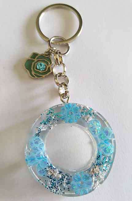 Personal Keyring, Shades Of Blue Letter `O`, 40mm x ±9mm, Resin Product, Handmade, Unique