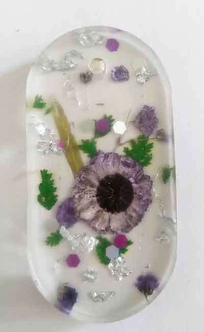 Pendant, Purple, Oval, 70mm x 36mm, Handmade Resin Product, Unique, 1pc