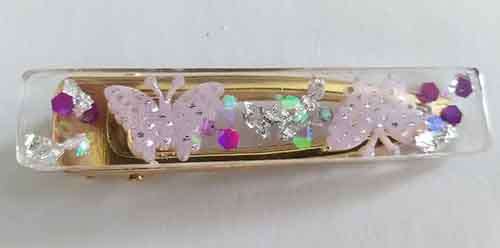 Hair Clips, Purple, Rectangle, Size 72mm x 15mm, Resin Product, Handmade, Unique