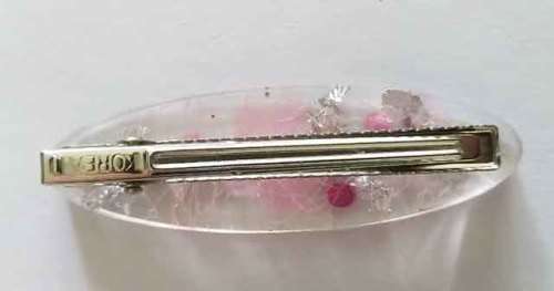 Hair Clips, Pink, Oval, Size 67mm x 21mm, Resin Product, Handmade, Unique