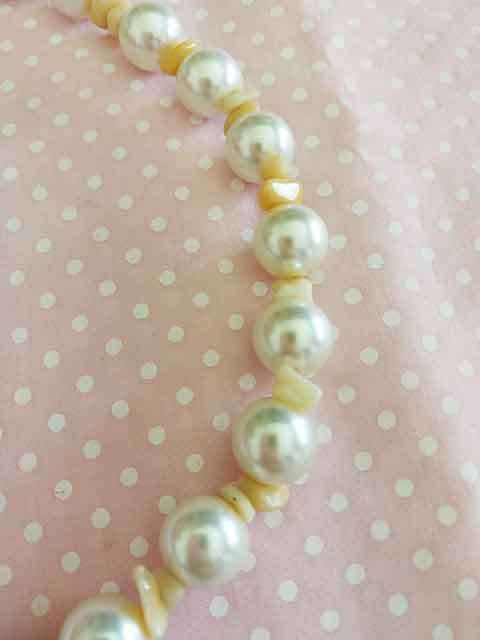 Perrine Necklace, Yellow Glass Pearls And Semi-Precious Chips, Lobster Clasp, 44cm + 5cm Ext