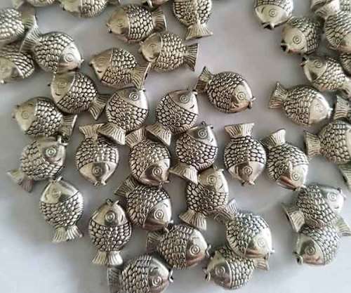 Metal Beads, Fish, Metal, Nickel, 12mm x 8mm, 6pc