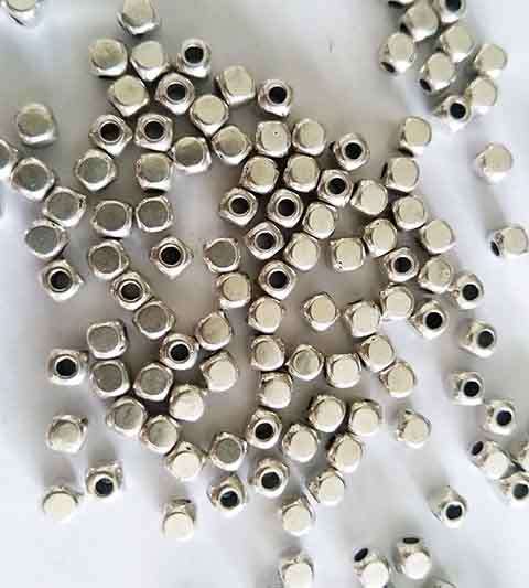 Metal Beads, Square, Metal, Nickel, 4mm, ±30pc