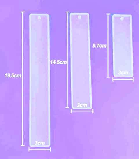 Silicon Moulds, Bookmark Mould Set, 19,5 x 3cm & 14,5cm x 3cm & 9,7cm x 3cm, 3pc / 1 Set