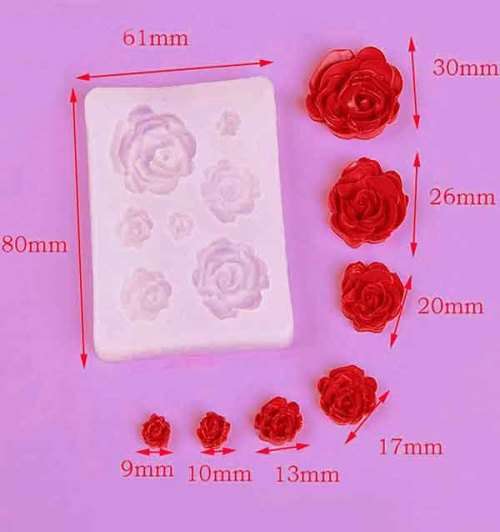 Silicon Moulds, Roses, 8cm x 6,1cm, 1pc