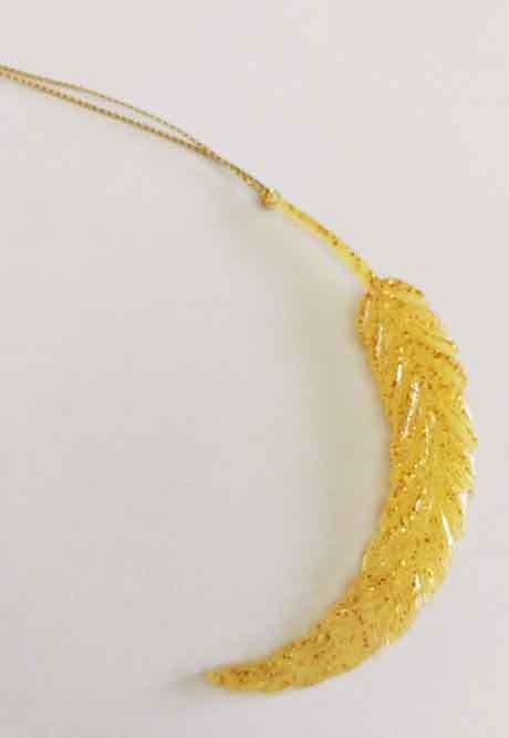 Bookmark, Fearher, Golden Yellow, 88m Long, Resin Products Are Handmade & Unique