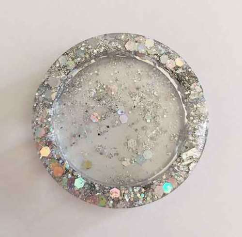 Jewellery Tray, Silver, Round Shape, 50mm, Resin Products Are Handmade & Unique