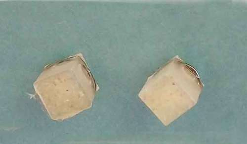 Earrings, Light Yellow, Square, Studs, 5mm Diameter, Handmade Resin Product, Unique