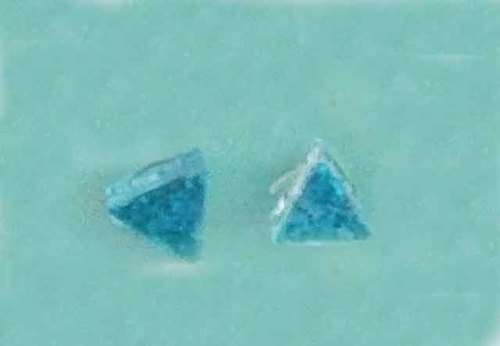Earrings, Blue, Triangle, Studs, 7mm Diameter, Handmade Resin Product, Unique