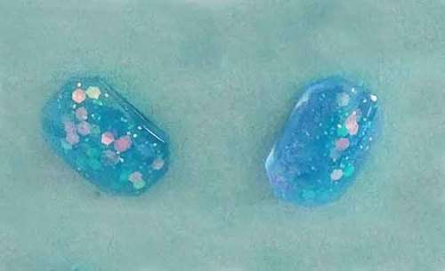 Earrings,Rounded Rectangle, Blue, Stud, 11mm x 7mm, Handmade Resin Product, Unique