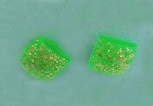 Earrings, Square, Green, Stud, 10mm Diameter, Handmade Resin Product, Unique