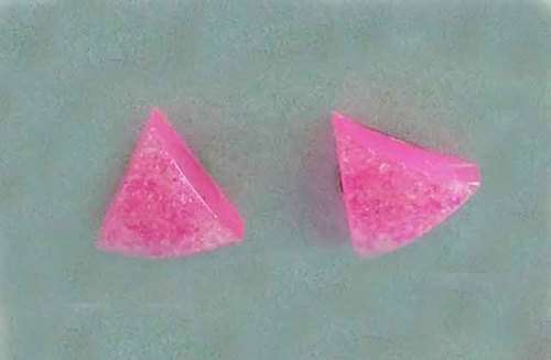 Earrings, Triangle, Pink, Stud, 10mm Diameter, Handmade Resin Product, Unique