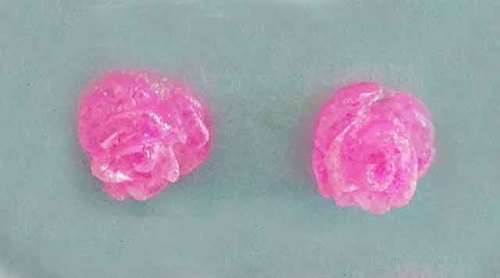 Earrings, Rose, Pink, Stud, 10mm Diameter, Handmade Resin Product, Unique